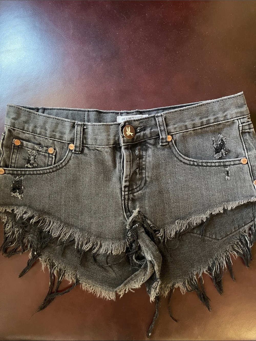Distressed Black Denim Cutoff Shorts